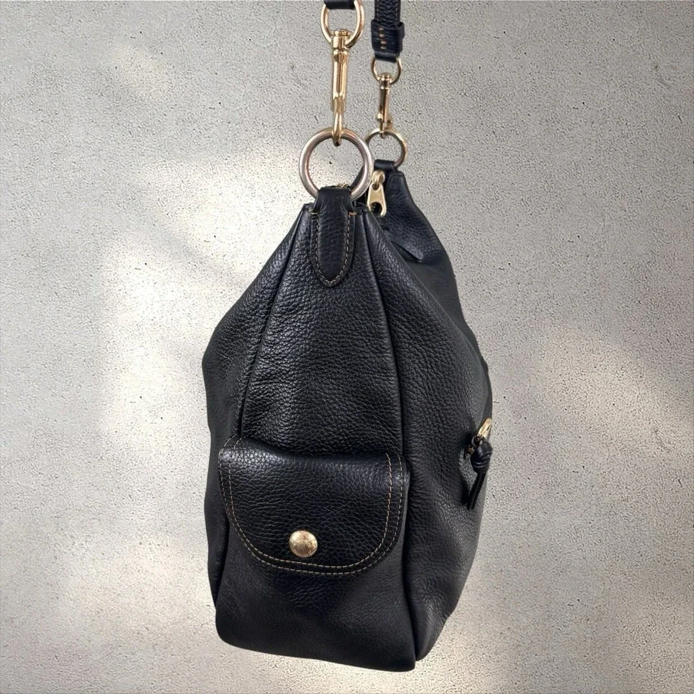 Coach 6152 Pennie Black Pebbled Leather Hobo Crossbody Bag Gold Hardware Purse